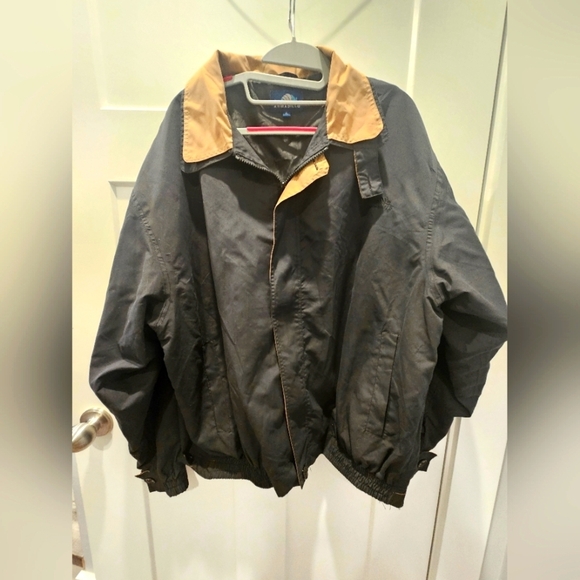Armadillo Other - Armadillo Black Bomber Jacket Men’s XL Tan Collar Zip Front Windbreaker Style